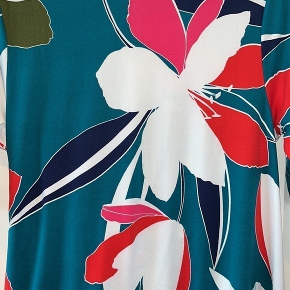 CUTE soft comfy floral elbow length sleeve dress cuddl duds size Petite Large - Picture 9 of 11